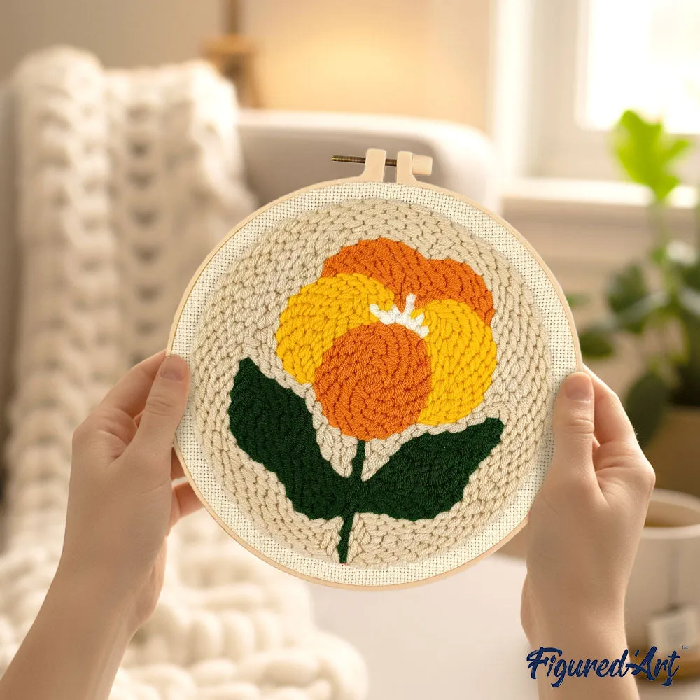 Figured'Art Punch Needle Goudsbloem pakket 20 cm wol bloemen