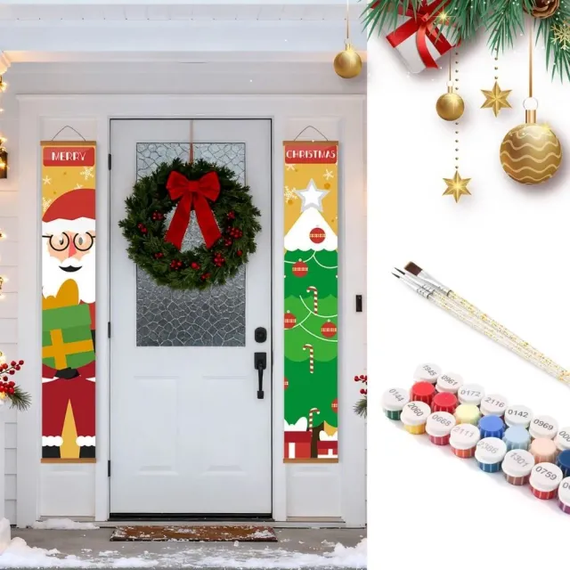Figured'Art Kerstboom Magie deur banner schilderen op nummer 20x120