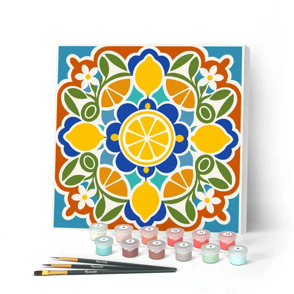 Figured'Art Citrusmandala mini schilderen op nummer 20x20cm frame