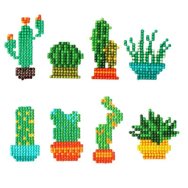 Figured'Art Cactus stickerset diamond painting 8 stickers kind