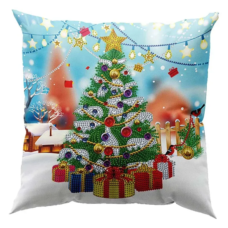 Figured'Art Kerstboom kussenhoes diamond painting 30x30 cm kerst