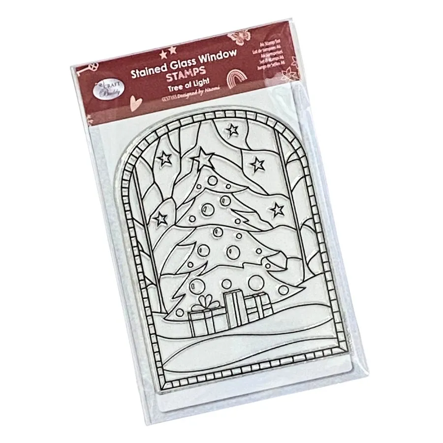 Craft Buddy Tree of Light stempelset A6 stained glass