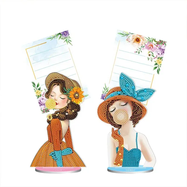 Figured'Art Vrouwen notitiehouder diamond painting set 2 stuks