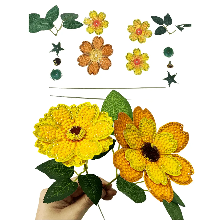 Craft Buddy Crystal Art 3D Flower knutselset geel oranje bloemen