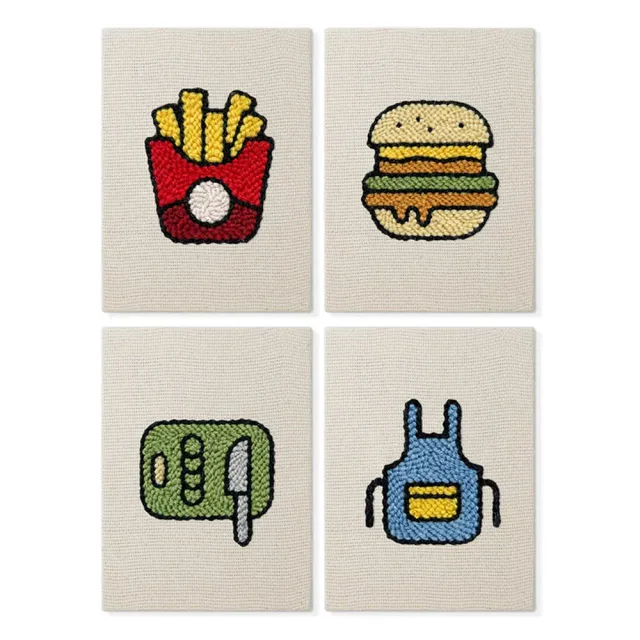 Figured'Art Punch Needle Set Keuken en Snacks 15x20cm 4 stuks