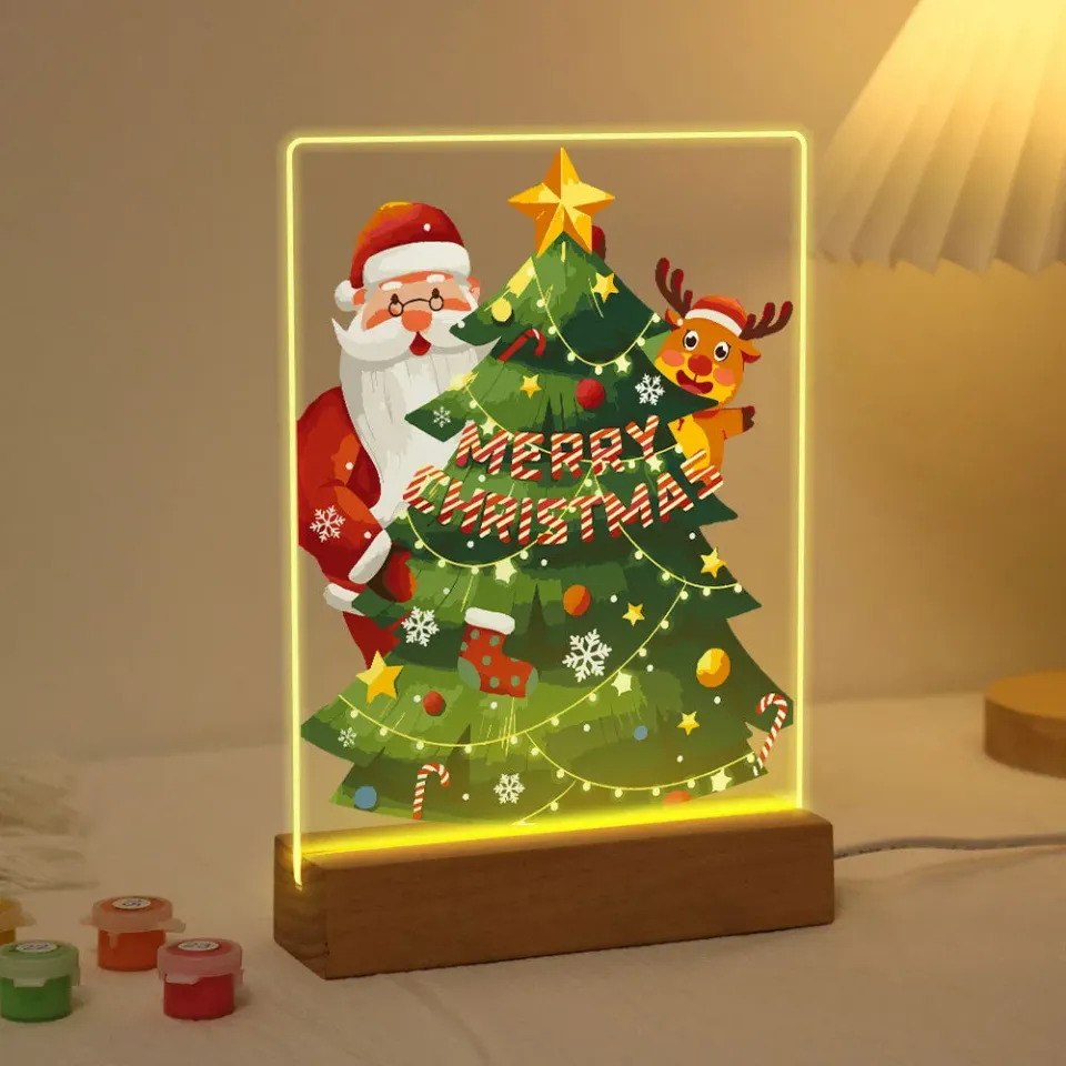 Figured'Art Kerstman 03 schilderen op nummer 15x20 cm met LED