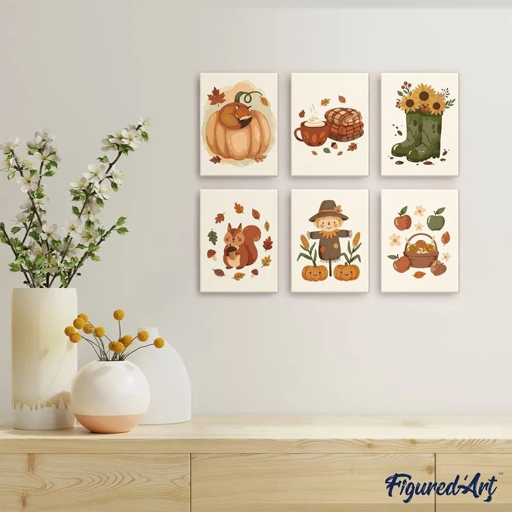 Figured'Art Herfstoogst mini schilderen op nummer 15x20cm 6 stuks