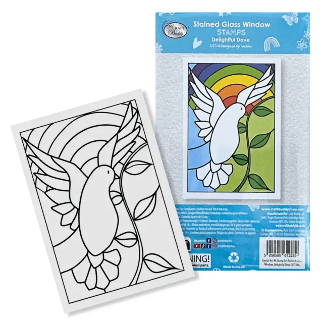 Craft Buddy Delightful Dove stempelset A6 glas-in-lood