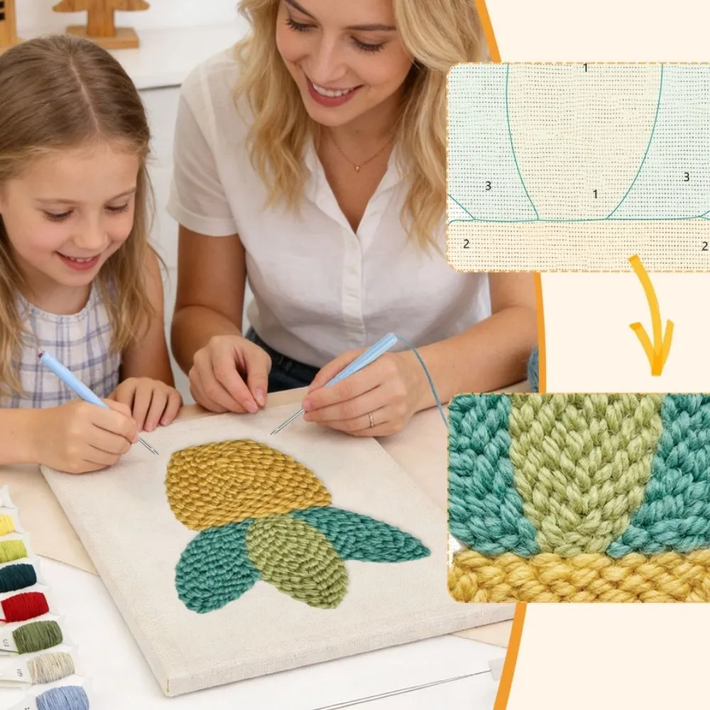 Figured'Art Mini Groen Punch Needle Pakket 20x30 cm met frame