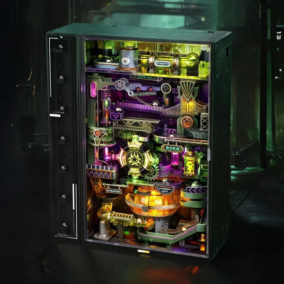 Figured'Art Alchemie-stad 3D puzzel 247 stukjes met LED knikkerbaan