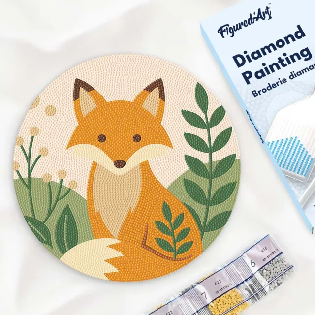 Figured'Art Vos diamond painting op houten schijf 30cm rond full drill