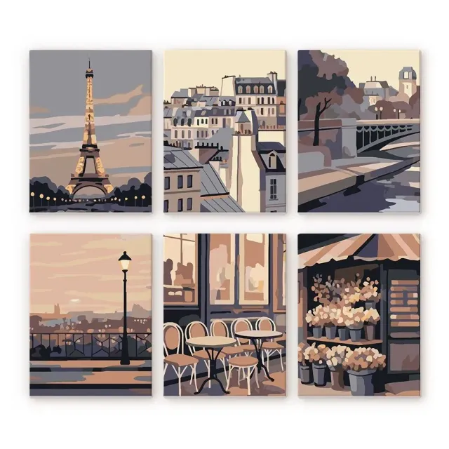 Figured'Art Parijse Charme mini schilderen op nummer 15x20 6 stuks stad