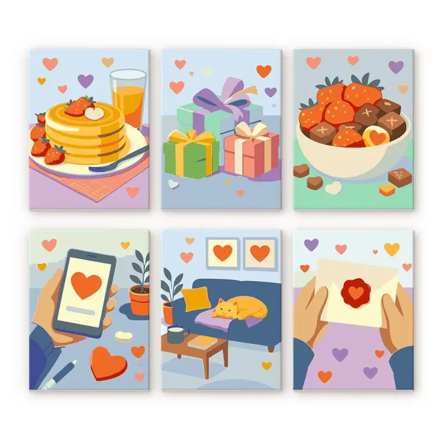 Figured'Art Dagelijkse Liefde mini schilderen op nummer 15x20cm 6st