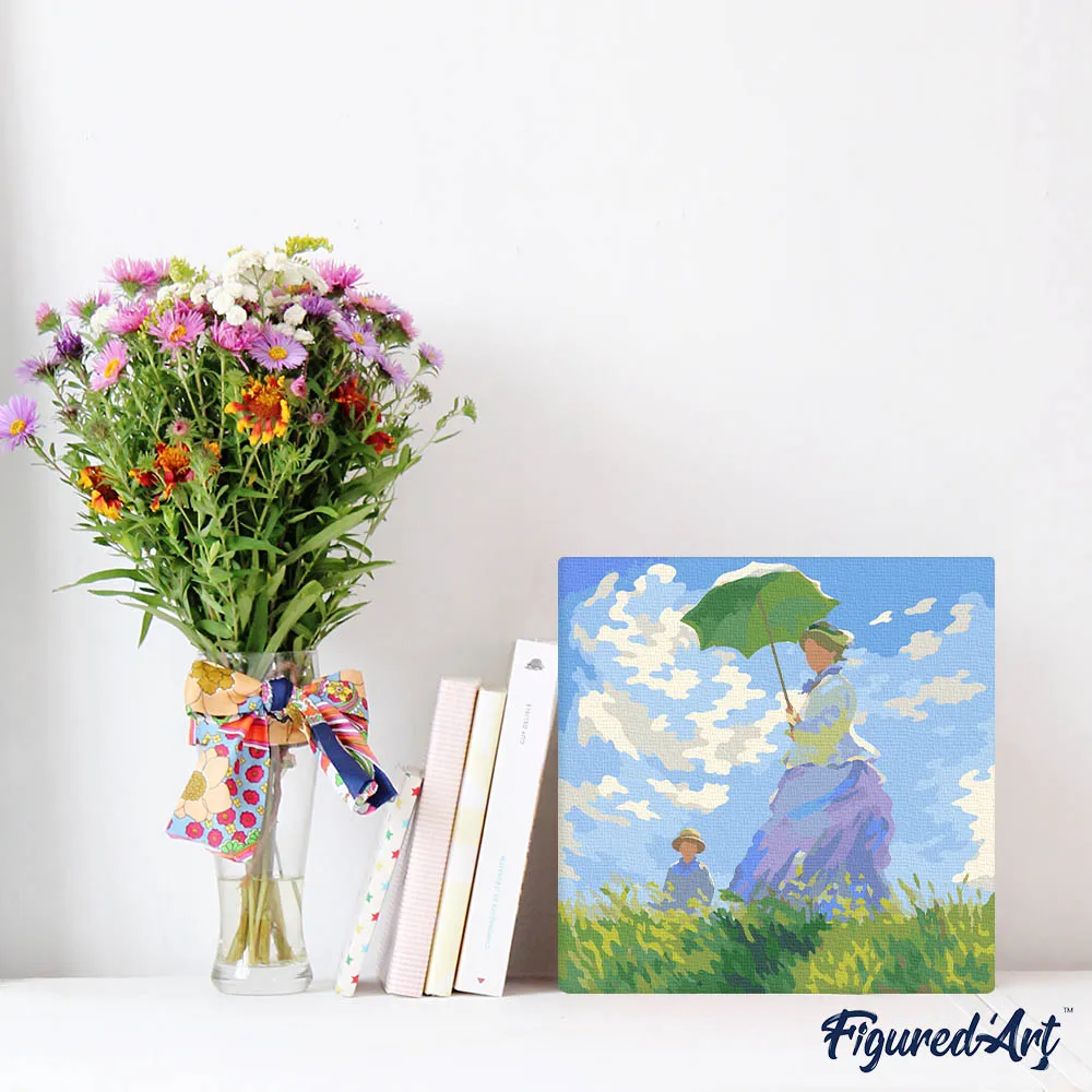 Figured'Art De Wandeling Monet mini schilderen op nummer 20x20cm