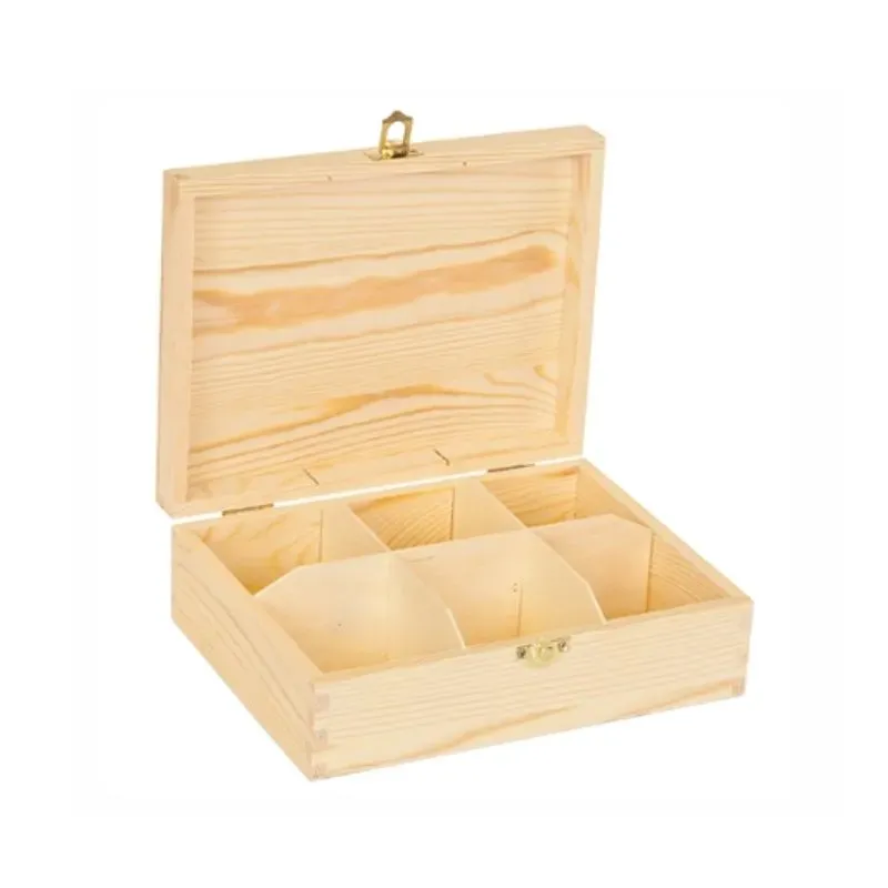 Workshops Houtbranden theedoos 6 vaks hout 21 cm grenen