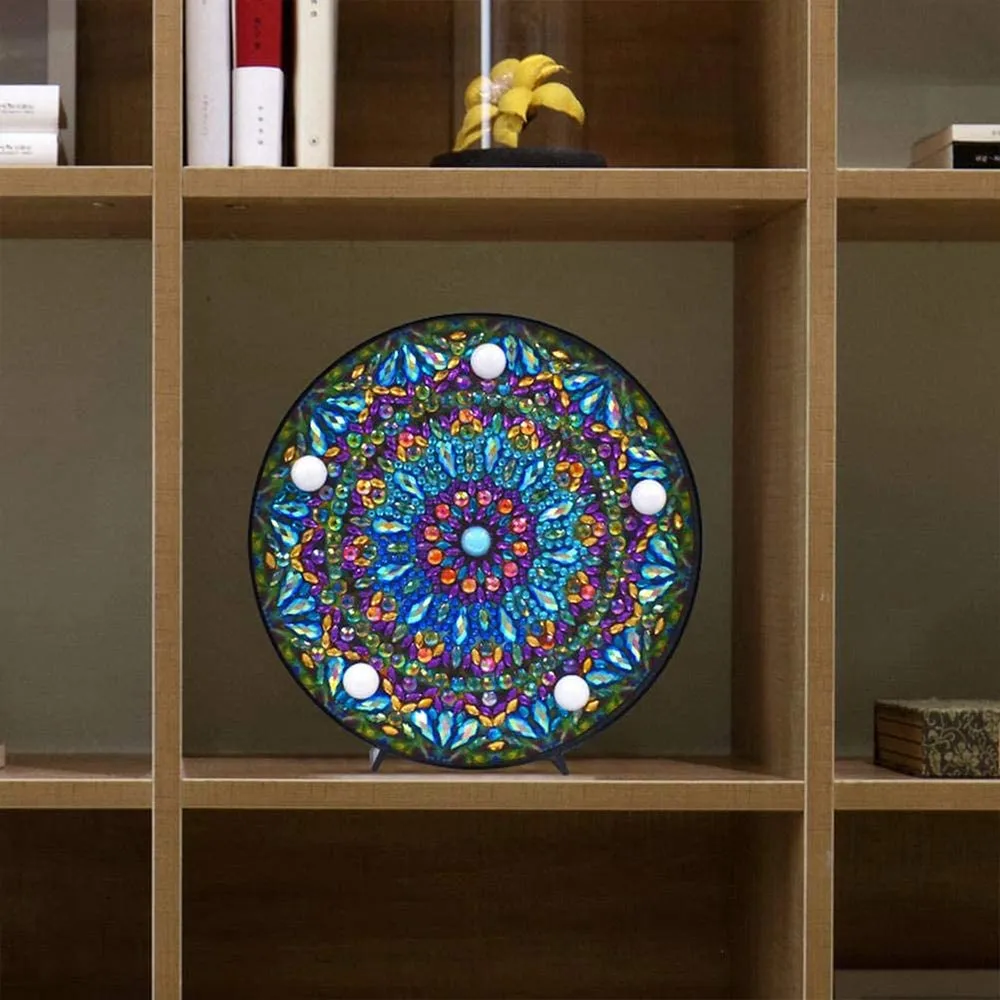Figured'Art Mandala Blauw LED-lamp diamond painting 15cm