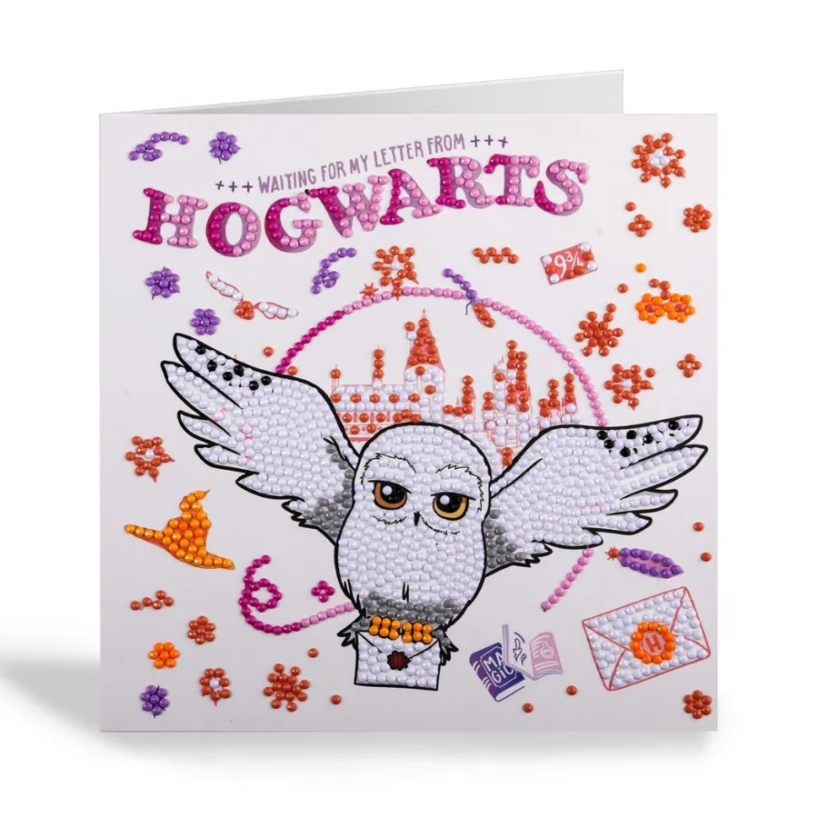 Craft Buddy Crystal Art Hogwarts & Hedwig wenskaart diamond painting 18x18cm
