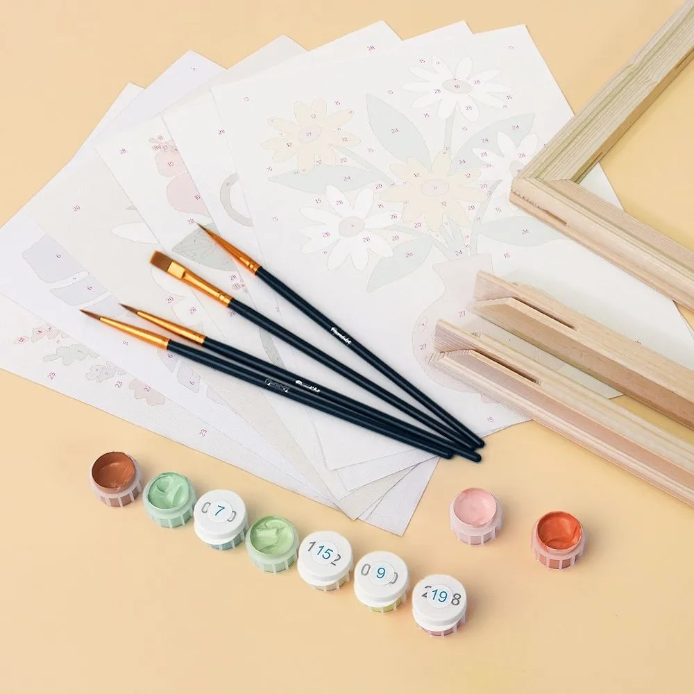 Figured'Art Bloemen Vazen schilderen op nummer 6 stuks mini