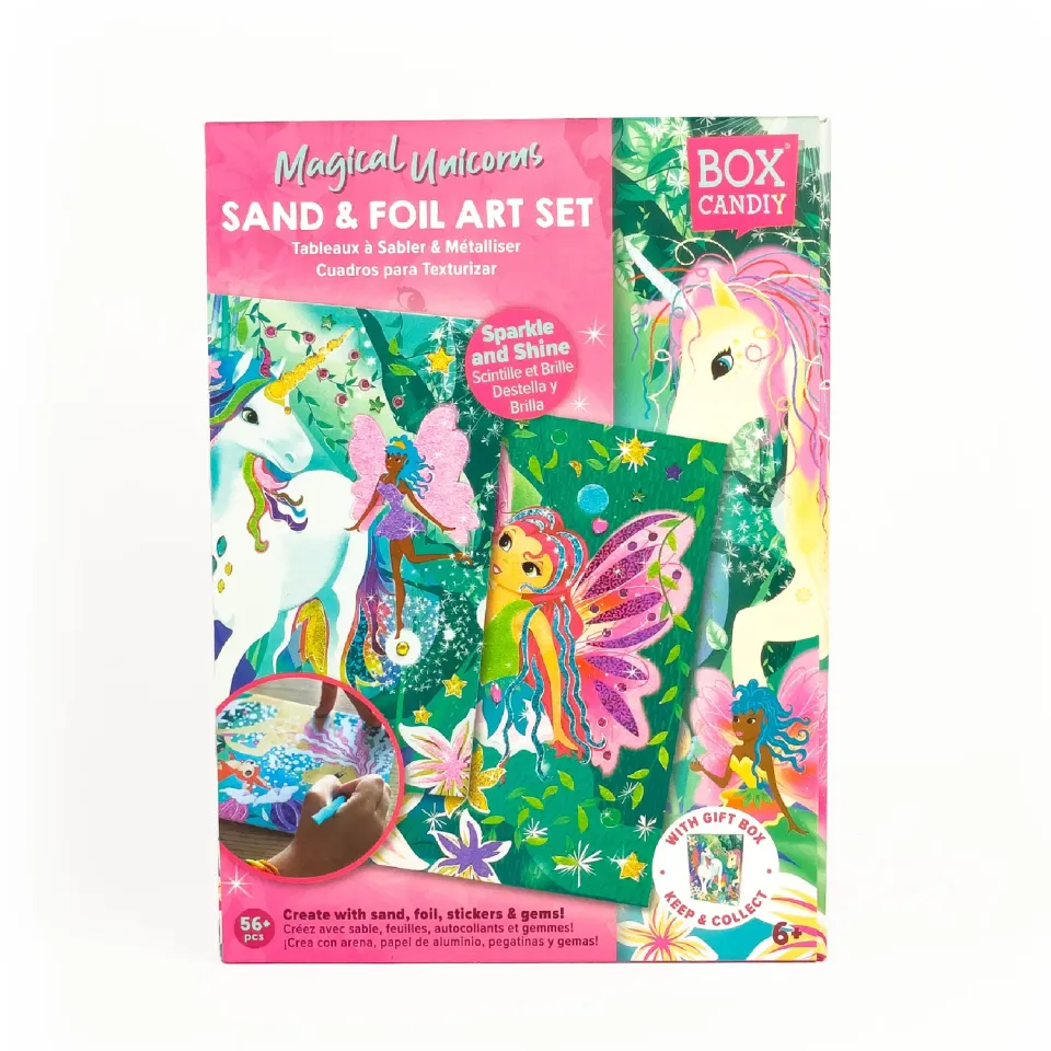Box Candiy Magical Unicorns Sand Foil Art knutselset 4 kaarten