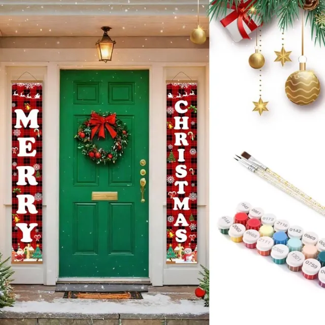 Figured'Art Kerstschuilplaats deur banners schilderen op nummer 20x120cm set