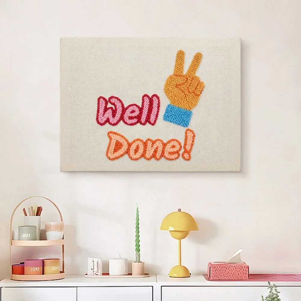 Figured'Art Punch Needle Well Done pakket met frame quote