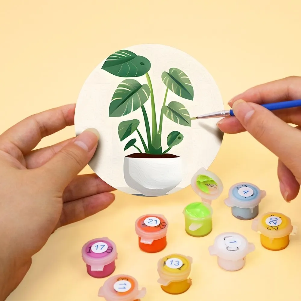 Figured'Art Monstera en Varen onderzetters schilderen op nummer 10cm 6 stuks