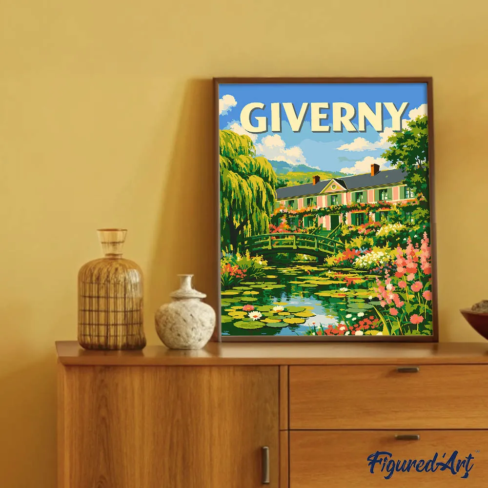 Figured'Art Reisposter Giverny schilderen op nummer 40x50cm Frankrijk