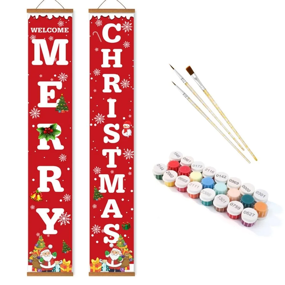 Figured'Art Vrolijk Kerstfeest deur banner schilderen 2 stuks