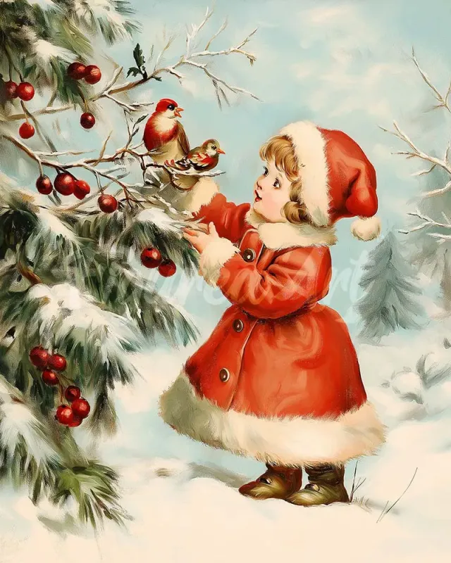 Figured'Art Schattig Kerstmeisje 2 diamond painting 40x50cm vierkant