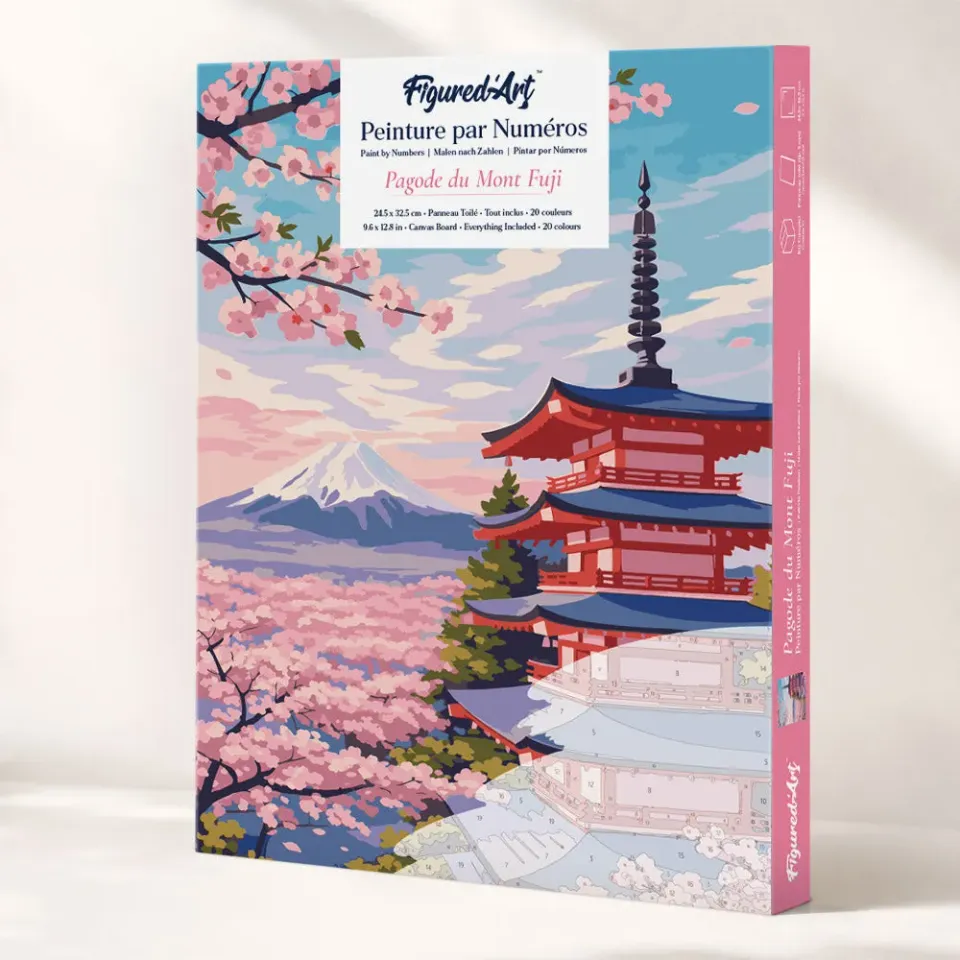 Figured'Art Fuji-pagode schilderen op nummer cadeauset 24,5x32,5 cm
