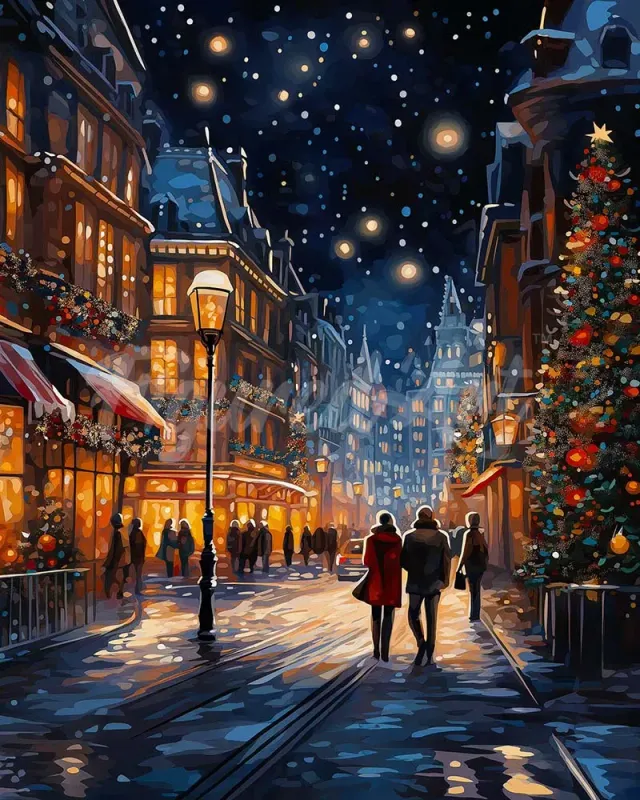 Figured'Art Sterrenrijke Kerstwandeling diamond painting 40x50 cm