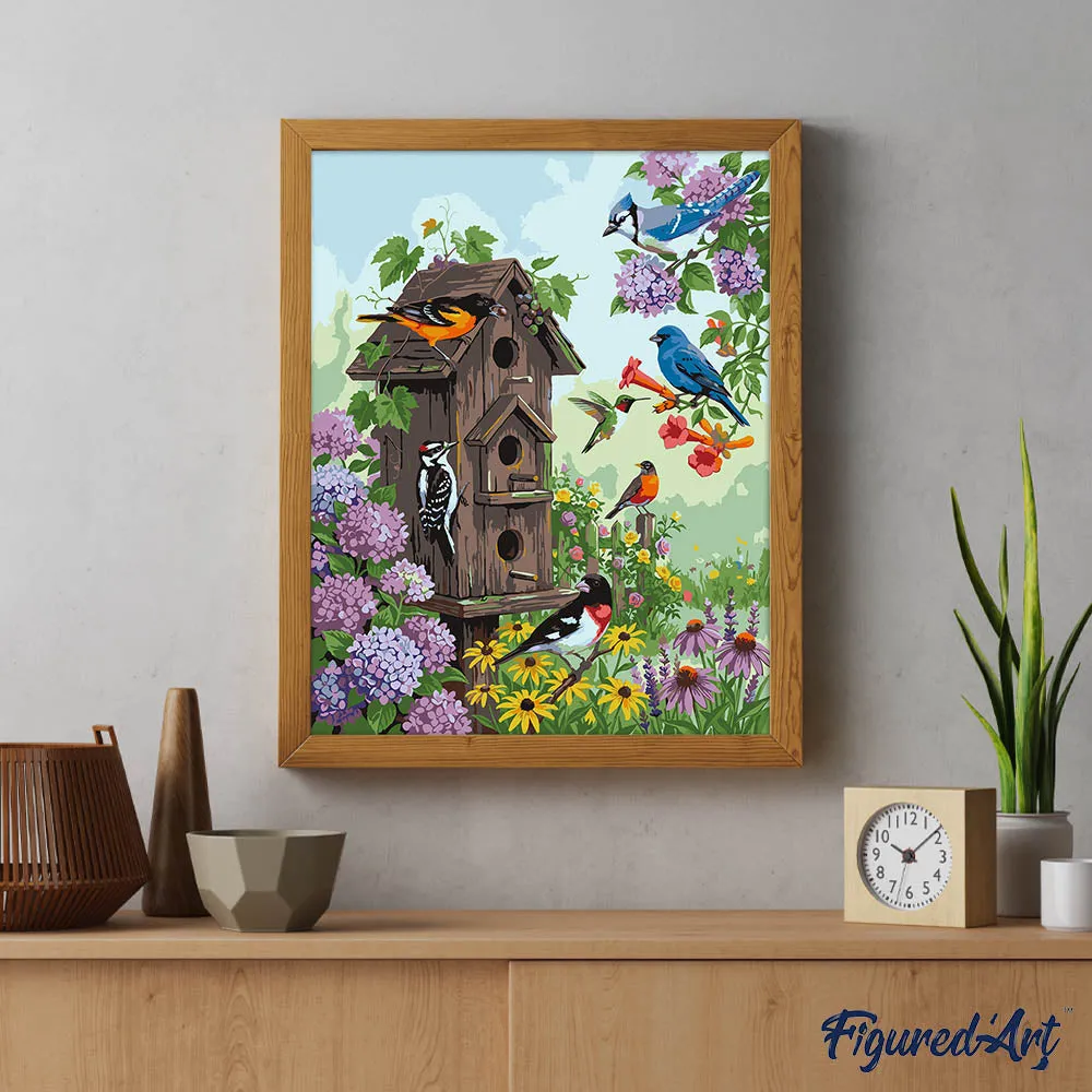 Figured'Art Vogelhuisjestuin schilderen op nummer 40x50cm gevorderd