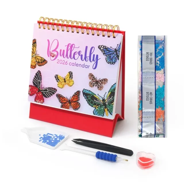 Figured'Art Vlinders diamond painting kalender 2026 bureaukalender
