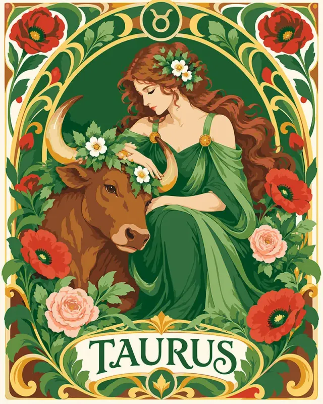 Figured'Art Art Nouveau Sterrenbeeld Stier schilderen op nummer 40x50 cm