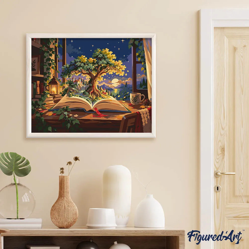 Figured'Art Sprookjeswereld bij Maanlicht schilderen op nummer 40x50