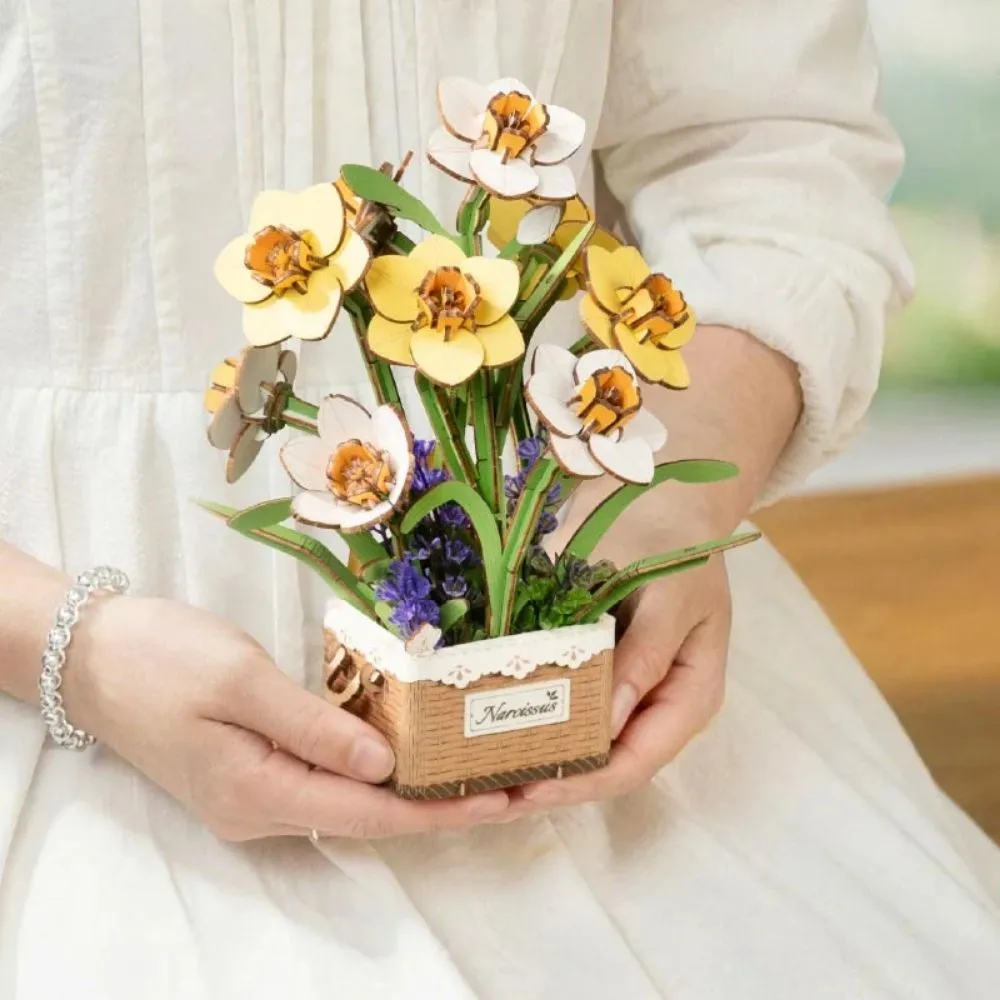 Figured'Art Narcissen 3D puzzel hout 280 stukjes bloemen