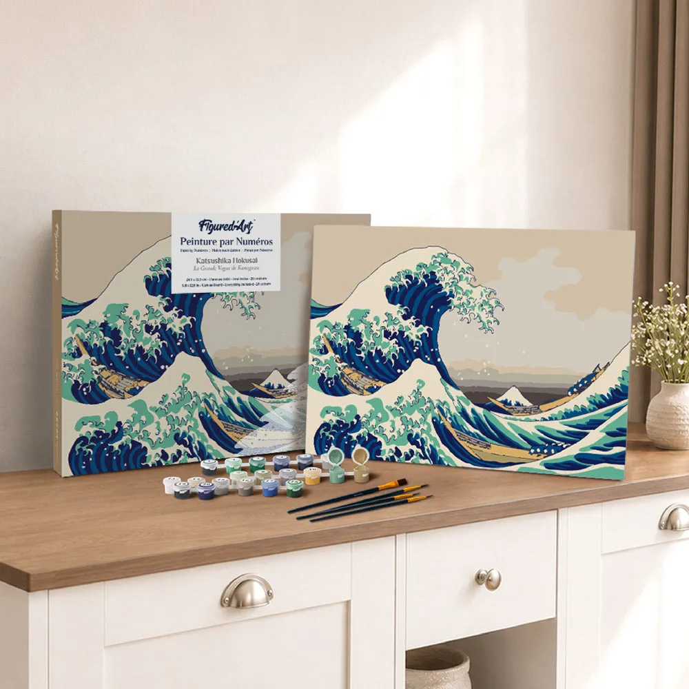 Figured'Art Grote Golf bij Kanagawa Schilderen op Nummer Cadeauset