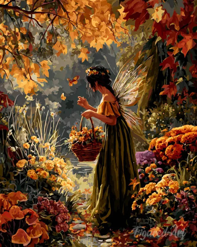 Figured'Art Fee van de herfsttuin diamond painting full drill