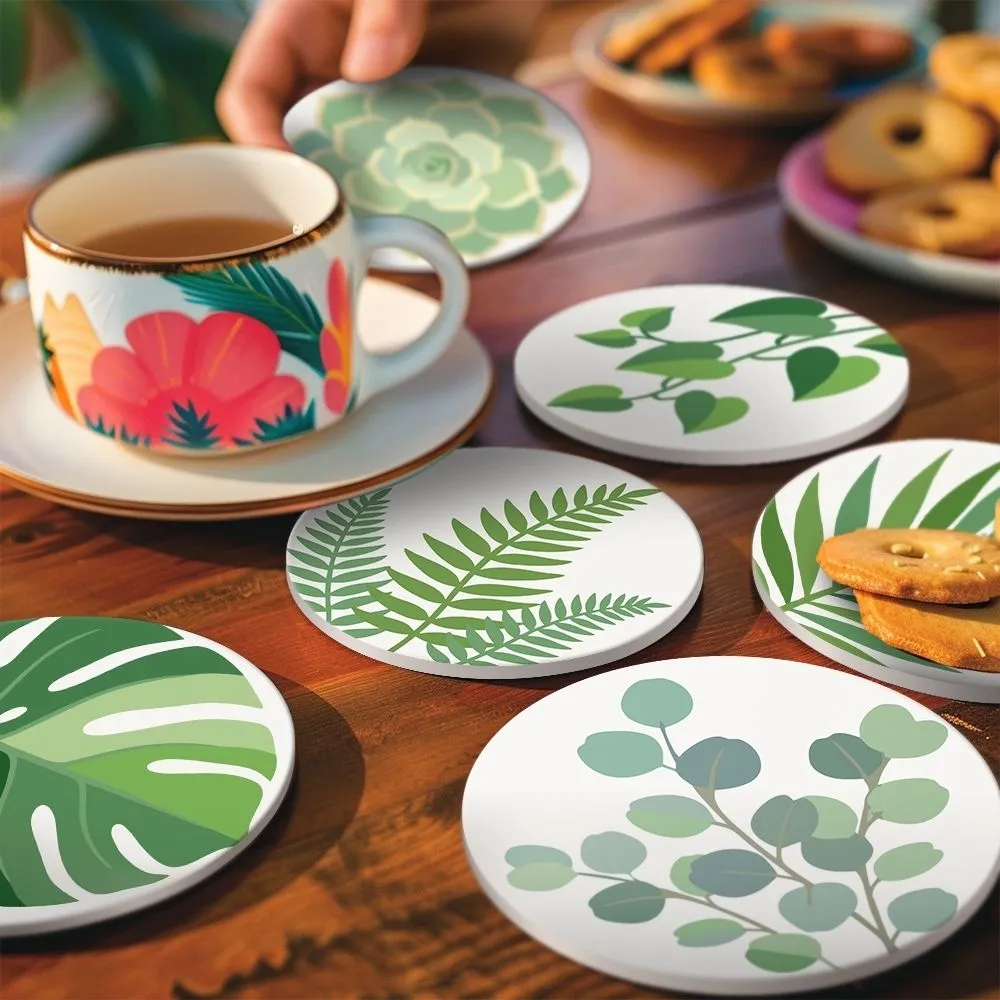 Figured'Art Groene oase schilderen op nummer onderzetters 6 stuks