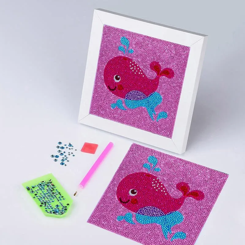 Figured'Art Walvis diamond painting voor kinderen 20x20 cm lijst