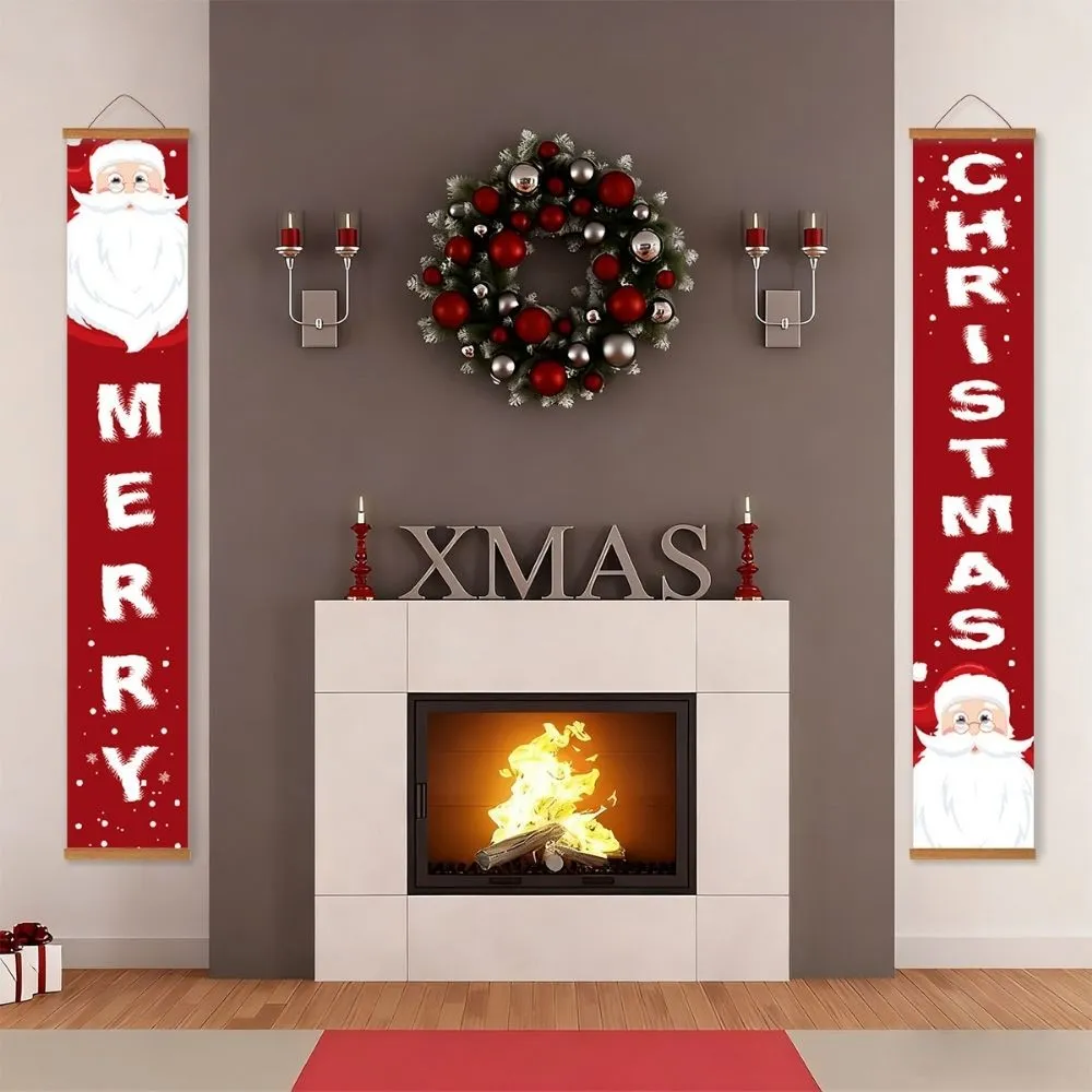 Figured'Art Vrolijke Kerstman schilderen op nummer deurbanner 20x120cm