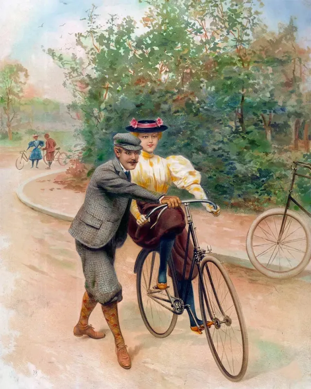 Figured'Art Romantische Fietsles Schilderen op Nummer vintage