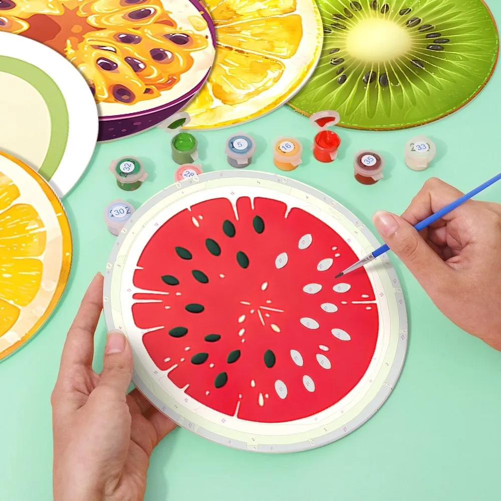 Figured'Art Tropische Fruitplakken schilderen op nummer placemats 20cm 6 stuks