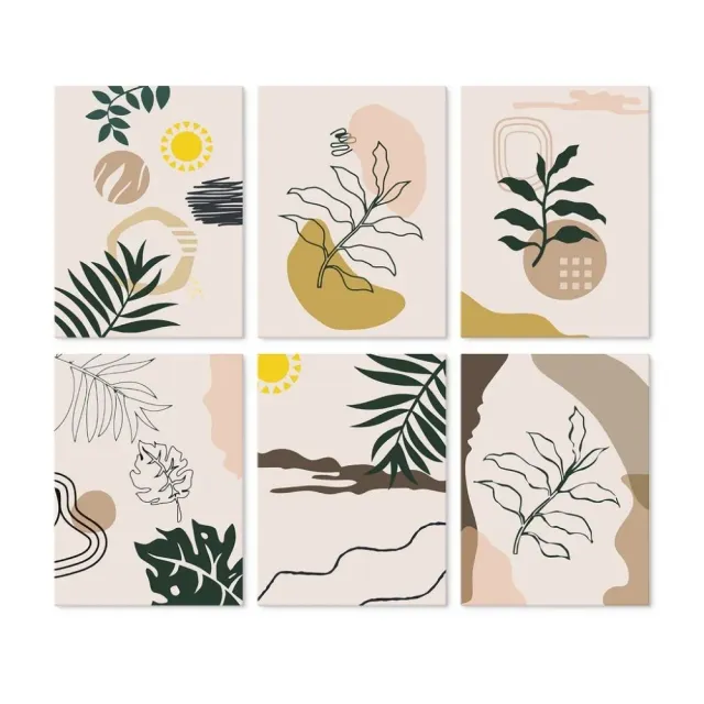 Figured'Art Mini Serie Lijnen en bladeren schilderen op nummer 15x20cm 6 stuks