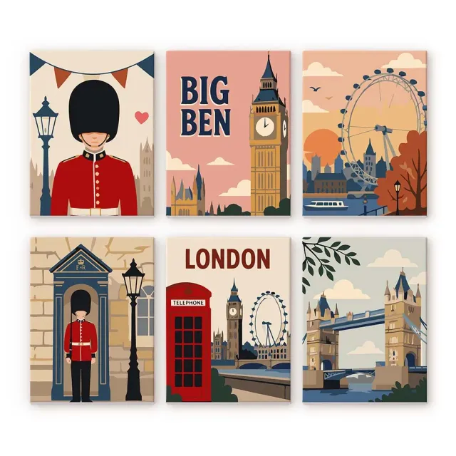 Figured'Art Mini Ansichtkaarten uit Londen schilderen op nummer 6x 15x20cm