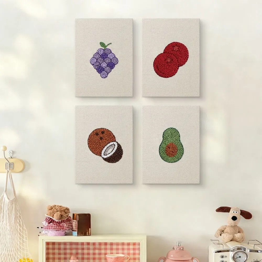 Figured'Art Fruitfeest 2 Punch Needle Set 4 Stuks met Frames