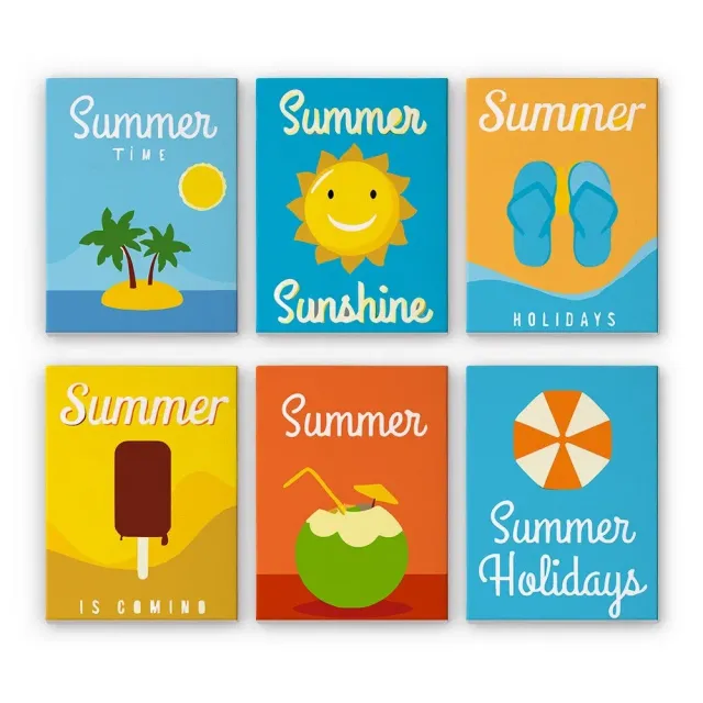 Figured'Art Mini schilderen op nummer Zomervakantie Posters 15x20cm 6st