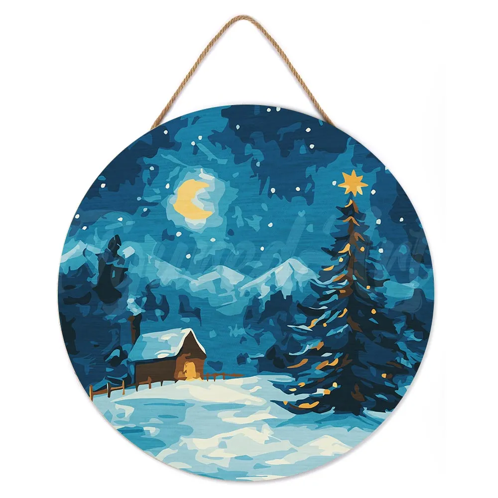 Figured'Art Sterrennacht van Kerstmis schilderen op hout 30 cm