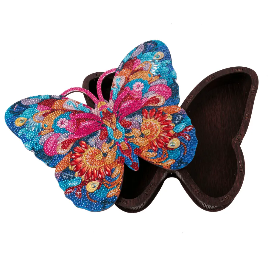Craft Buddy Crystal Art Bright Butterfly sieradendoos kit MDF