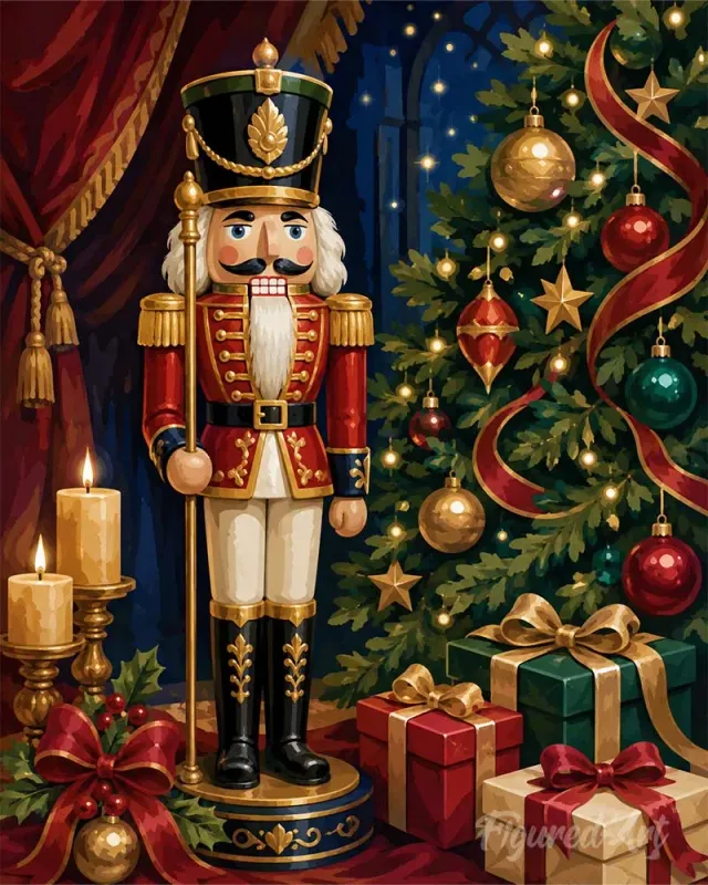 Figured'Art Kerstnotenkraker diamond painting 40x50 cm vierkant
